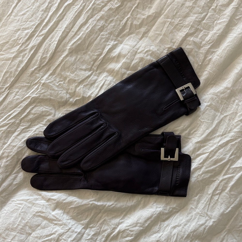 Longchamp Deep Purple Lambskin Gloves